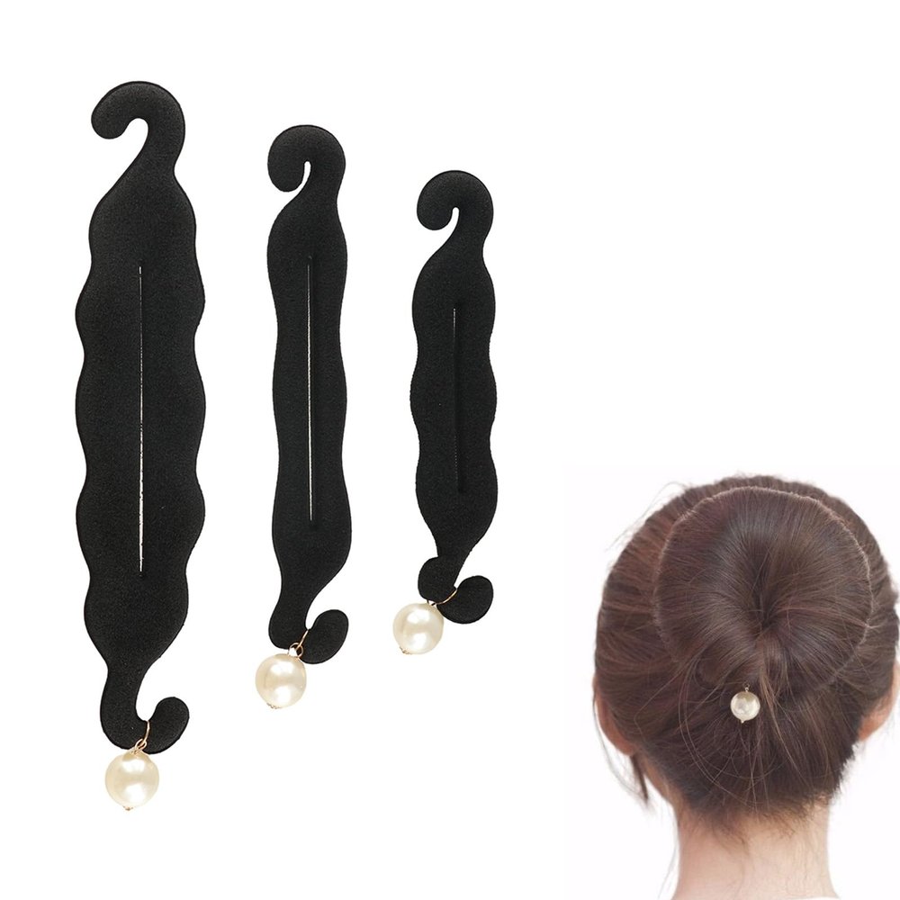 3Pcs Pearl Magic Twist Bun Maker, Lazy Hair Curler Bun Clips Foam Sponge Donut Maker Ponytail Bun Maker Meatball Head Clip Hairstyle Styling Tool Accessories for Women