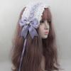TTYAO REII Lolita Fashion Hair Accessories French Maid Headband Elegant Lace Bow Hairband for Girls Women Party Grayish Purple view 2