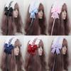 TTYAO REII Lolita Fashion Hair Accessories French Maid Headband Elegant Lace Bow Hairband for Girls Women Party Grayish Purple view 3