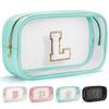 YOOLIFE Initial Make Up Bag Travel Toiletry Bag, Clear Makeup Bag Preppy Cosmetic Bags Organizer Travel Essentials Gifts for Women Teen Girlfriend Teacher Mom Birthday Mothers Day Gifts Blue L view 1