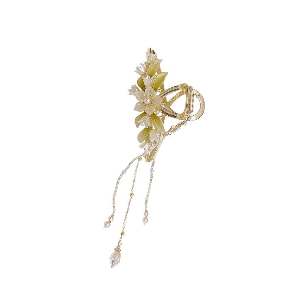 WYSJYBHJ Pearl Flower Tassel Hair Clips Metal Tassel Hair Clips Claw Hair Clip Accessories Flower Claw Clips For Thick Hair.