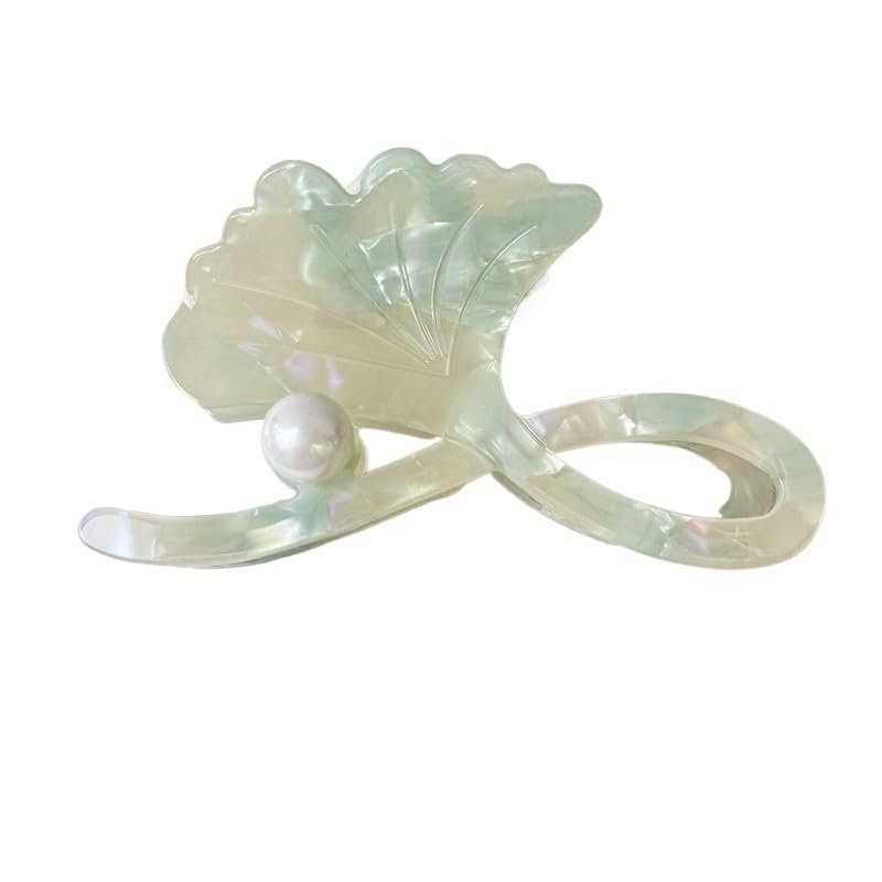 10 * 5cm advanced light luxury niche apricot leaf hairpin hairpin female shark hairpin (Color : 2 green White)