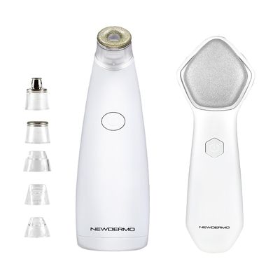 NEWDERMO 2-in-1 Microdermabrasion Machine for Facial, Diamond Microdermabrasion Device USB Rechargeable (White) with Microdermabrasion Machine Pro(White)