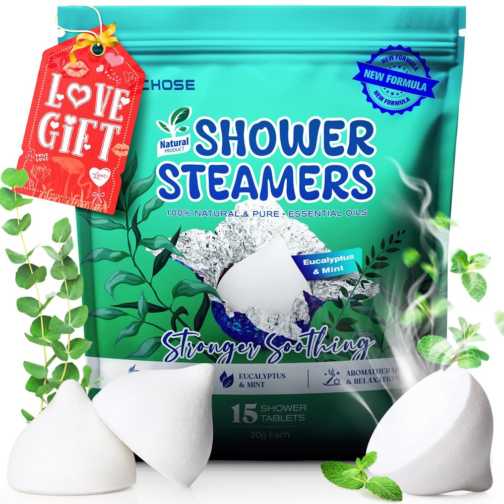 POPCHOSE Shower Steamers Aromatherapy - Christmas Stocking Stuffers for Women & Men, Eucalyptus for Shower with Natural Essential Oils, Home SPA & Self Care Relaxation, Quick Relief Nasal Congestion