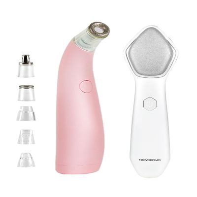 NEWDERMO 2-in-1 Microdermabrasion Machine for Facial, Diamond Microdermabrasion Device USB Rechargeable (Pink) with Microdermabrasion Machine Pro(White)