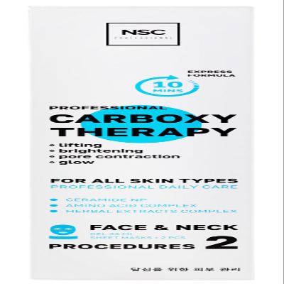 Name Skin Care Korean Carboxy CO2 Therapy Face & Neck Mask Set of 2 - Hydrating Oxygen Carboxytherapy Skincare Sheet Masks - Moisturizing Anti Aging Pore Tightening Brightening Facial Treatment Gel