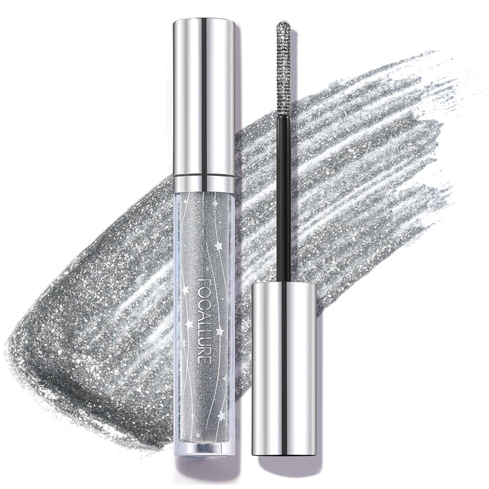 FOCALLURE Star Drifter Glitter Mascara,Define Long Lasting Curling Eyelashes,Lightweight & Dries Quickly,Soft Gel Formula Mascara Create a Subtle Shimmer Look to your Eyelashes,SV02 COMETARY BRUST