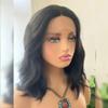 Short Bob Black Hair Wigs Shoulder Length Natural Wave Glueless Middle Part Lace Front Wig For Women Daily Use 13x6 HD Transaprent Lace Front Wig 1B Color Bob Wig 150% Density Natural Hairline 10Inch view 2