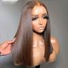 oulaer Chocolate Brown Bob Human Hair Wigs 13x4 Transparent Lace Frontal Human Hair Wigs For Woman Brown Colored Straight Wig Human Hair Pre Plucked Brazilian Remy Hair 150% Density 10Inch view 1