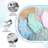 Abeillo 3Pairs Aloe Socks Moisturizing Spa Socks for Dry Cracked Feet Infused Socks Gel Sleeping Fuzzy Socks Lotion Socks Gift for Women Softening Dry Feet, Pink&blue&green view 3