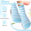 Abeillo 3Pairs Aloe Socks Moisturizing Spa Socks for Dry Cracked Feet Infused Socks Gel Sleeping Fuzzy Socks Lotion Socks Gift for Women Softening Dry Feet, Pink&blue&green view 4