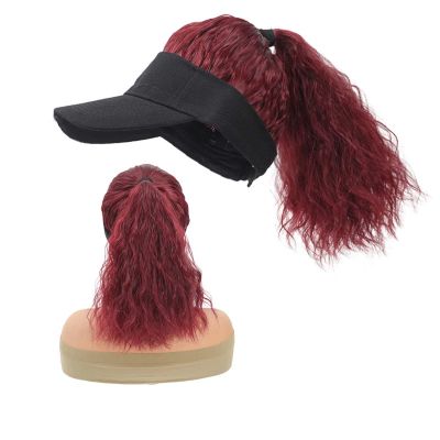 WUODHTW Women's hat Wig Empty top Baseball hat Wig Outdoor Sports Baseball hat Sun Shading Golf hat Ponytail Curly
