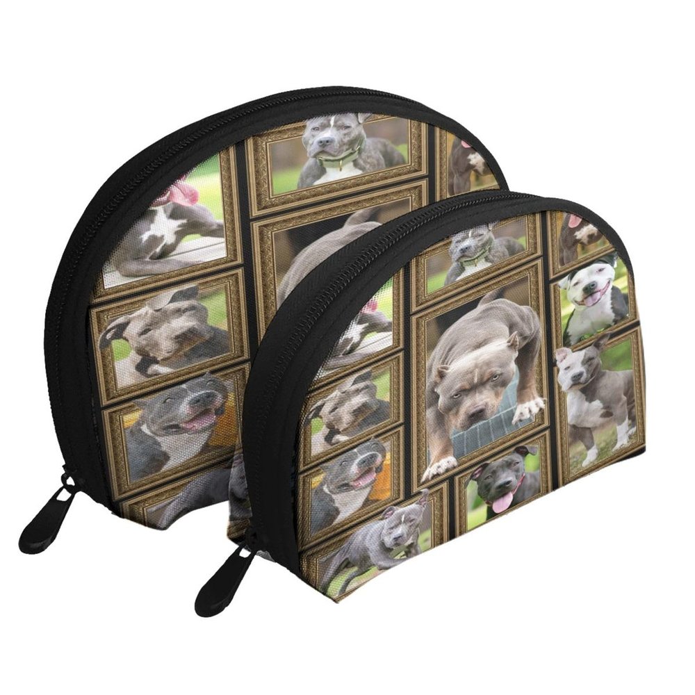 Xsovgoi Pit Bull Dog Shell Shapes Portable Makeup Bag Multi-Function Cosmetic Bag Storage Bag 2pcs