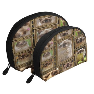 Xsovgoi British Shorthair Cat Shell Shapes Portable Makeup Bag Multi-Function Cosmetic Bag Storage Bag 2pcs