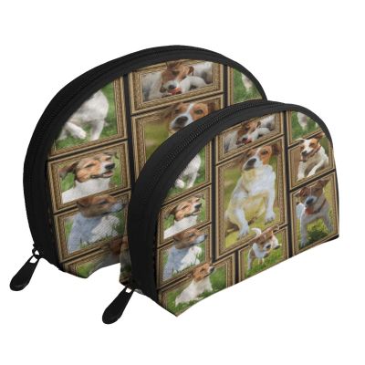 Xsovgoi Jack Russell Terrier Dog Shell Shapes Portable Makeup Bag Multi-Function Cosmetic Bag Storage Bag 2pcs