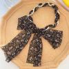 LYMIQPZM Floral Silk Scarf Headband with Long Pearl Streamers in Summer view 1