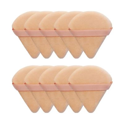 10/20Pcs Triangle Velvet Powder Puff Pizza Flours Mini Face Makeup Sponge Cosmetics Washable Lightweight Makeup Tool (Color : 10pcs skin color)