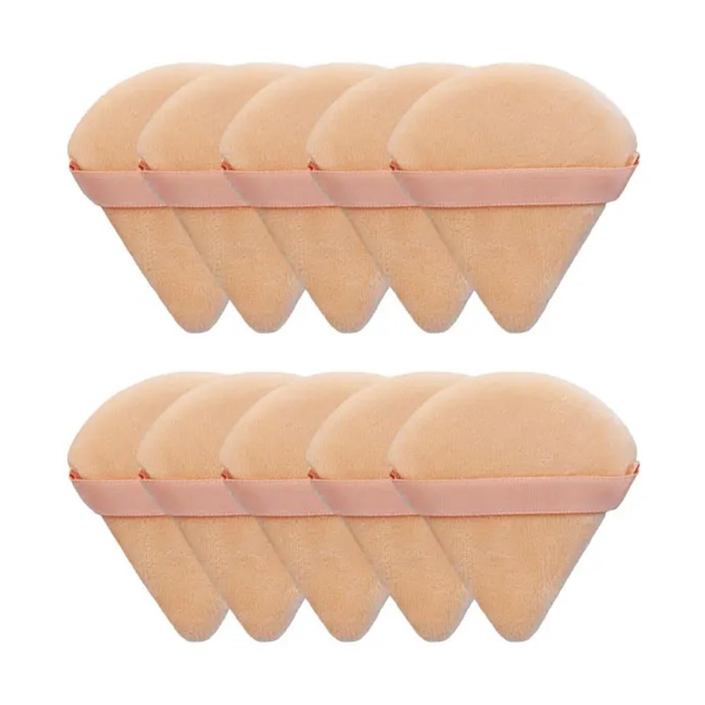10/20Pcs Triangle Velvet Powder Puff Pizza Flours Mini Face Makeup Sponge Cosmetics Washable Lightweight Makeup Tool (Color : 10pcs skin color)