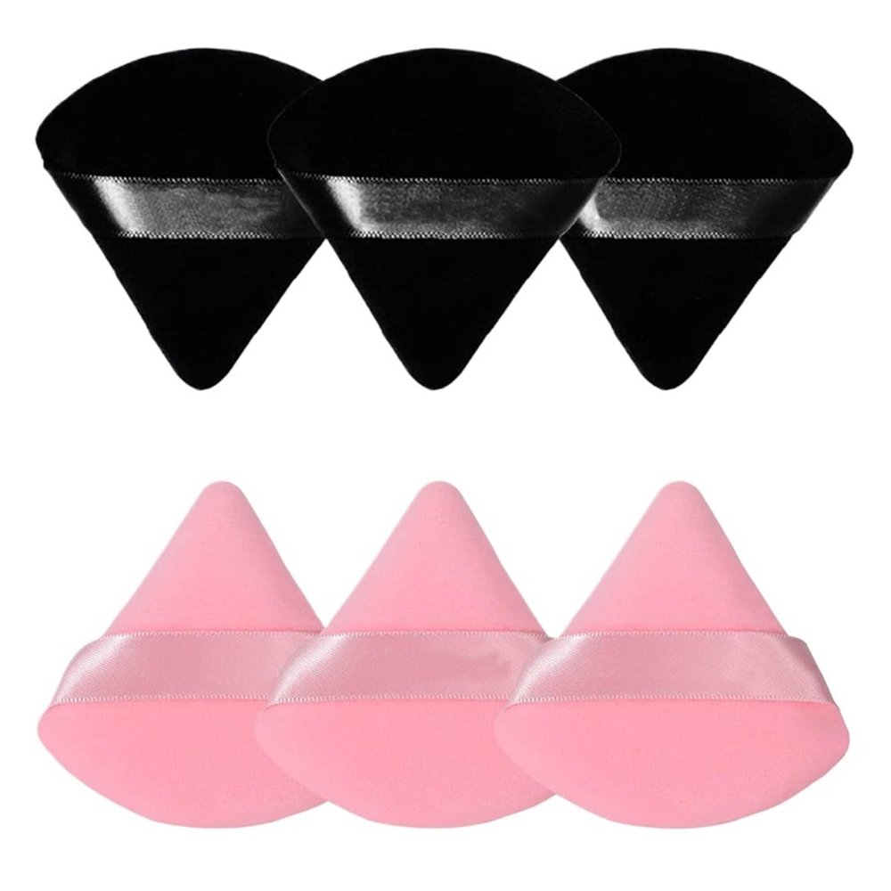 SBTRKT 6 Pcs Velvet Triangle Powder Puff Make Up Sponges For Face Eyes Contouring Shadow Seal Cosmetic Foundation Makeup Tool (Color : Pink)