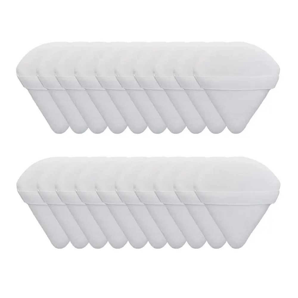 10/20Pcs Triangle Velvet Powder Puff Pizza Flours Mini Face Makeup Sponge Cosmetics Washable Lightweight Makeup Tool (Color : 20pcs white)