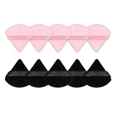 10/12 Pcs Triangle Powder Puff Wet Dry Use For Loose Powder Liquid Cosmetic Soft Plush Powder Puff Makeup Foundation (Color : 10 pcs Pink Black)
