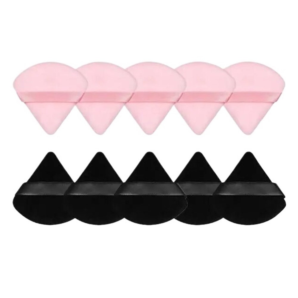 10/12 Pcs Triangle Powder Puff Wet Dry Use For Loose Powder Liquid Cosmetic Soft Plush Powder Puff Makeup Foundation (Color : 10 pcs Pink Black)