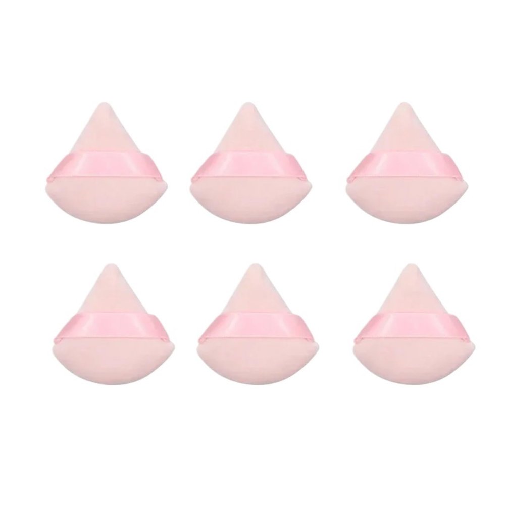SBTRKT 1-12Pcs Triangle Velvet Powder Puff Flours Mini Face Makeup Sponge Cosmetics Soft Cotton Face Powder Puff Lightweight Washable (Color : 6Pcs-Pink)