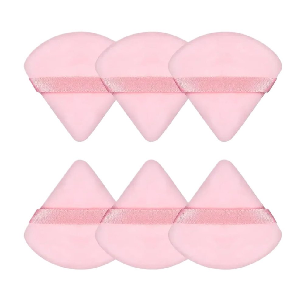 1/3/6Pcs Triangle Velvet Powder Puff Make Up Sponges For Face Eyes Contouring Shadow Seal Cosmetic Foundation Makeup Tool (Color : Pink-6pcs)