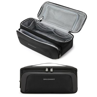 BAGSMART Toiletry Bag for Men, Wide Opening Travel Bag for Toiletries, Dopp Kit Water Resistant Shaving Hygiene Bag for Bathroom Shower, Toiletries Accessories,Travel Essentials-Black