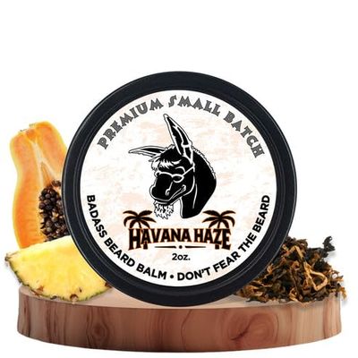 Badass Beard Care Wax For Men - Havana Haze, 2 oz - Softens Hair, Leaves Your Beard Looking and Feeling More Dense