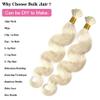 #60 Platinum Blonde Bulk Human Hair for Braiding, Blonde Body Wave Human Braiding Hair Micro Braiding Hair Human Hair No Weft Human Hair 22Inch 100g/Pack/Bundles view 4