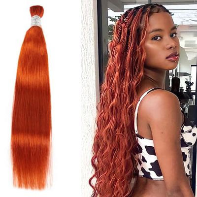 #350 Ginger Straight Micro Braiding Hair Human Bulk Hair 24Inch 100g Raw Human Braiding Hair for Micro Braids Hair Human Hair Braids Extension #350 Ginger Orange Color