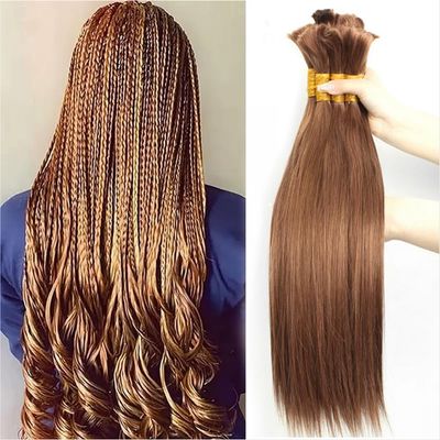 Straight Bulk Human Hair For Braiding No Weft 18inch #30 Auburn Brown Color 100% Unprocessed Brazilian Straight Human Hair Virgin Hair Extensions 1 Bundles Micro Braiding