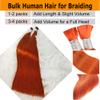 #350 Ginger Straight Micro Braiding Hair Human Bulk Hair 16 Inch 100g Raw Human Braiding Hair for Micro Braids Hair Human Hair Braids Extension #350 Ginger Orange Color view 4