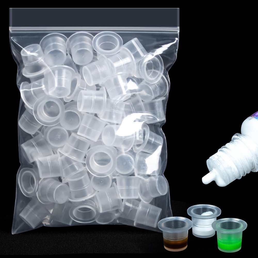 100PCS Plastic Tattoo Ink Caps - Small Ink Cups Non-Spill Tintas Para Tatuajes Accessories Durable & Lightweight for Precise Tattooing Art Supplies (Mini Size)