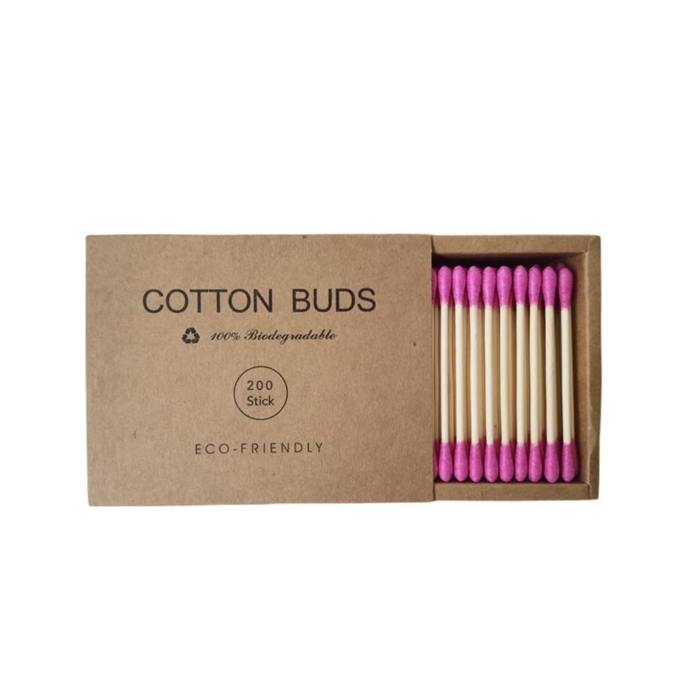 2000 PCs Premium Cotton Swabs Natural Cotton Buds Biodegradable Organic Double Tips for Ear Wax Removal (2000PCs,Hot Pink)