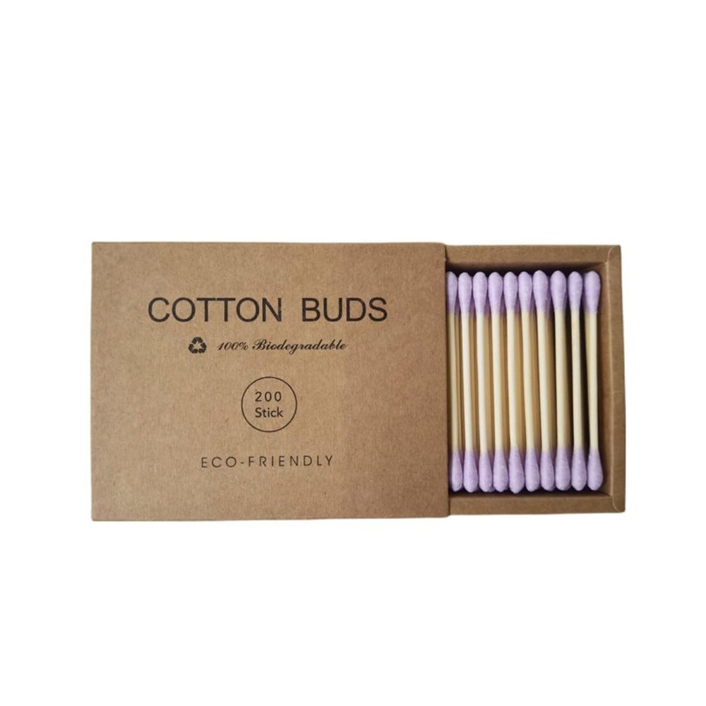 2000 PCs Premium Cotton Swabs Natural Cotton Buds Biodegradable Organic Double Tips for Ear Wax Removal (2000PCs,Purple)