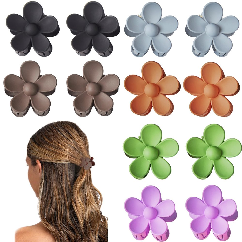 12 PCS Small Flower Hair Claw Clips for Women Kids Girls Teens, 1.37 Inch Mini Jaw Clips Clamps Nonslip Clip/Hair Accessories Tiny hair clips(6 Colors)