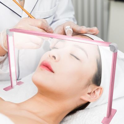 RYAZOZA LED Manicure Lamp, Half-Moon Nail Desk Lamp, Square Foldable Lamp, 3 Color Temperature 4000k-6500k, Dimmable Brightnessl for Lash Tech, Tattoo, Eyebrows (Color : Rose Pink)