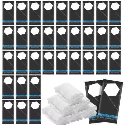 100 Pcs Moist Towel Bulk Moist Towelettes Individually Wrapped,White Towel Services,8.5''x8.5'' Unscented Wet Hand Towels,Disposable Refreshment Pre Moistened Towels for Travel Camping Sport Spa Party