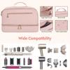 Teamoy Travel Carrying Case Compatible with Shark Flexstyle, Double-Layer Storage Bag for Shark Hyperair, Portable Travel Organizer for Dyson Airwrap Styler and Attachments, Pink Quilted view 3
