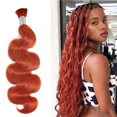 350 Ginger Body Wave Bulk Human Hair Braiding Hair Boho Human Braiding Hair Natural Wavy Micro Braids No Weft Orange Bulk Human Hair For Boho Braids 20inch 100g/Pack