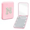 Aganmi Small Travel Makeup Mirror with Lights Pearl Initial 1X/2X Magnification LED Pocket Mirror Cute Pink Folding Compact Mirror Preppy Mom Sister Birthday Gifts Teen Girl Trendy Stuff (N) view 1