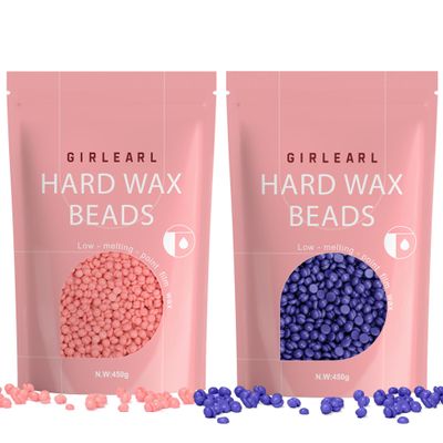 GIRLEARLE Hard Wax Beads 2-Pack, 1lb Rose Hard Wax Beads for Coarse Hair Full Body + 1lb Lavender Hard Wax Beads for Sensitive Skin Body, Brazilian Bikini, Legs, Eyebrow, Facial