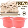 2-pack Silicone Wax Warmer Liner, Silicone Wax Bowl for Wax Warmer, Non-Stick Wax Melt Warmer Wax Pot Replacement, Reusable Wax Melt Liner with 50 Pcs Wax Spatula Sticks for Hair Removal pink view 2