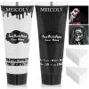 MEICOLY Black White Face Body Paint with Sponges,Water Based Face Paint for Adults Kid,White Face Paint,Face Painting for Clown Makeup,Halloween SFX Skull Zombie Skeleton Mime Goth Makeup Corpse Paint view 1