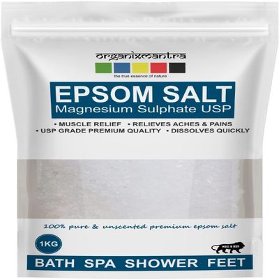 NinthAvenue Basics Epsom Bath Salt Crystal and Bath | for Muscle Relief, Relieves Aches & Pain - 1Kg, Granule, White