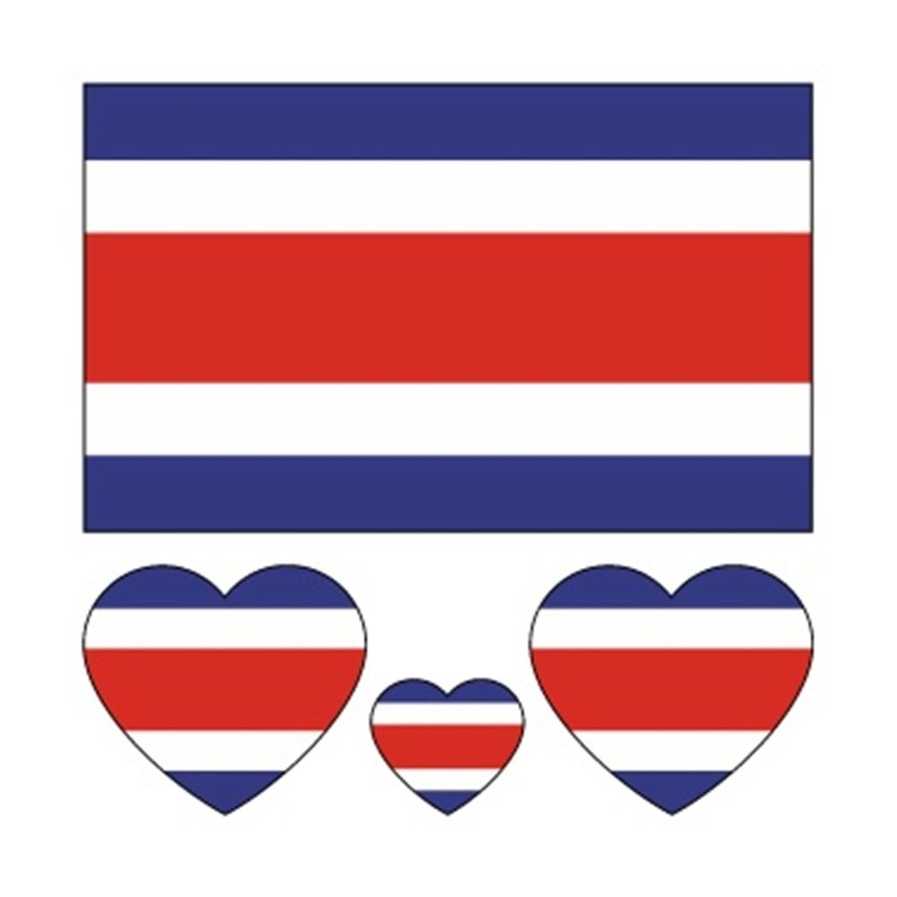 10Pcs/Set Temporary Tattoo National Flag Regional Fake Tattoo Sticker Waterproof Disposable Women Men Body Activities (Color : Costa Rica, Size : A)