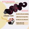 Burgundy Body Wave Tape in Human Hair Extensions Highlight Natural Black to Burgundy Hair Extensions 100% Real Human Hair Double Sided Tape in Ombre Human Hair Tape in Extensions 16 Inch #1B/99J view 2