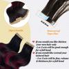 Burgundy Body Wave Tape in Human Hair Extensions Highlight Natural Black to Burgundy Hair Extensions 100% Real Human Hair Double Sided Tape in Ombre Human Hair Tape in Extensions 16 Inch #1B/99J view 4